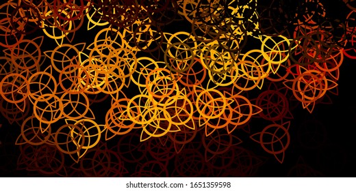 Dark Green, Yellow vector background with occult symbols. Illustration with magical signs of spiritual power. Best design halloween events.