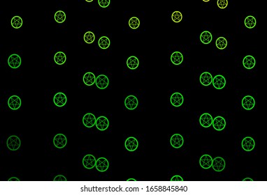 Dark Green, Yellow vector background with occult symbols. Retro design in abstract style with witchcraft forms. Background for esoteric, mystic designs.