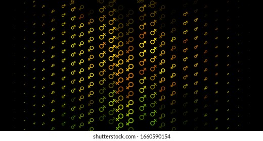 Dark Green, Yellow vector background with woman symbols. Simple design in abstract style with women’s rights activism. Design for International Women’s Day.