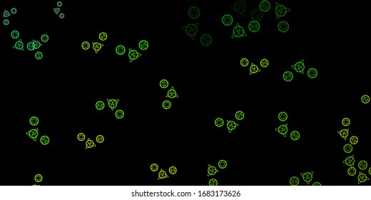 Dark Green, Yellow vector background with occult symbols. Retro design in abstract style with witchcraft forms. Background for esoteric, mystic designs.