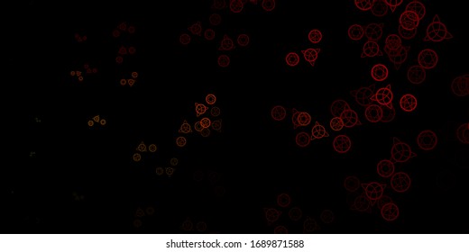 Dark Green, Yellow vector background with occult symbols. Colorful mystic symbols with a gradient in ancient style. Simple base for your occult design.