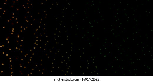 Verde oscuro, fondo vectorial amarillo con estrellas coloridas. Diseño decorativo deslucido y de estilo sencillo con estrellas. Diseño para su promoción empresarial.