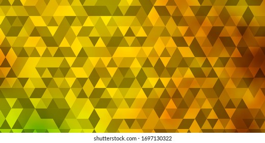 Verde oscuro, fondo vectorial amarillo con estilo poligonal. Ilustración abstracta brillante con formas triangulares. Patrón para sitios web.
