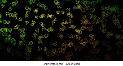 Dark Green, Yellow vector background with occult symbols. Retro design in abstract style with witchcraft forms. Simple base for your occult design.