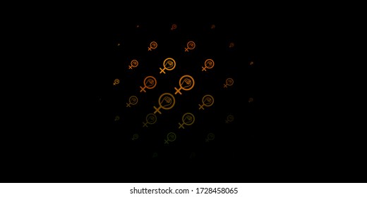 Dark Green, Yellow vector background with woman symbols. Colorful feminism symbols with a gradient in modern style. Background for International Women’s Day.