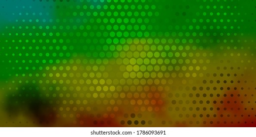 Dark Green, Yellow vector background with circles. Illustration with set of shining colorful abstract spheres. Design for posters, banners.