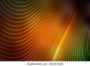 Dark Green, Yellow vector background with lines. A shining illustration, which consists of curved lines. Simple template for your design.