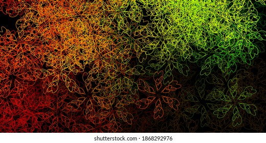 Dark green, yellow vector background with bent lines. Gradient illustration in simple style with bows. Pattern for ads, commercials.
