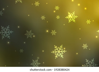 Dark Green, Yellow vector background in Xmas style. Simple gradient illustration with Christmas attributes. Pattern for school, grammar websites.