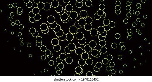Dark Green, Yellow vector background with circles. Illustration with set of shining colorful abstract spheres. Pattern for business ads.