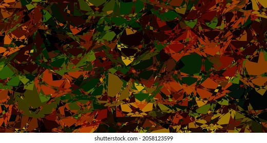 Dark Green, Yellow vector background with polygonal forms. Simple design in abstract style with triangles, lines. Template for commercials.