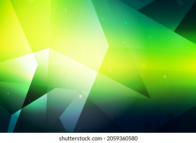 Dunkelgrün, gelber Vektorhintergrund mit Dreiecken. Abstrakte Glitter-Illustration mit dreieckigen Formen. Hintergrund für ein Handy.