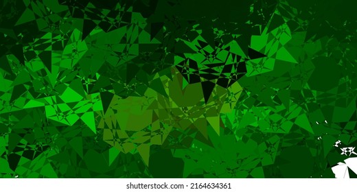 Dark Green, Yellow vector background with triangles. Triangle shapes with colorful gradient in abstract style. Landing pages material.