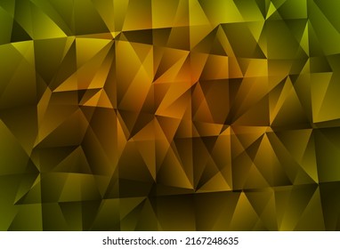 Verde oscuro, fondo vectorial amarillo con estilo poligonal. Ilustración abstracta brillante con formas triangulares. Diseño elegante para tapices.