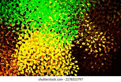 Verde oscuro, fondo vectorial amarillo con formas abstractas. Coloridas formas caóticas con gradiente de estilo moderno. Fondo para un teléfono móvil.
