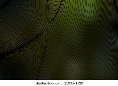 Verde oscuro, fondo vectorial amarillo con líneas curvas. Una brillante ilustración, que consiste en líneas curvas. Diseño abstracto para su sitio web.