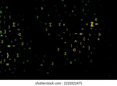 Dark Green, Yellow vector background with Digit symbols. Shining colorful illustration with isolated Digit signs. Template for cell phone backgrounds.