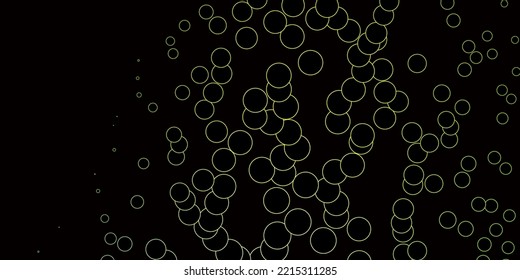 Verde oscuro, fondo vectorial amarillo con burbujas. Ilustración colorida con puntos de degradado en estilo natural. Diseño para sus comerciales.