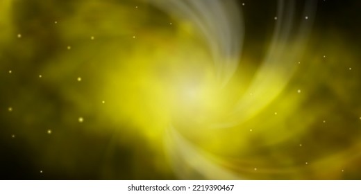 Verde oscuro, fondo vectorial amarillo con estrellas coloridas. Brillante ilustración colorida con estrellas pequeñas y grandes. Tema para teléfonos celulares.