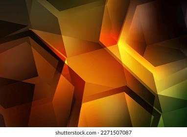 Dunkelgrün, gelber Vektorhintergrund mit Dreiecken, Würfeln. Abstrakte Farbverlauf-Illustration mit Dreiecken, Würfeln. Das beste Design für Ihr Unternehmen.
