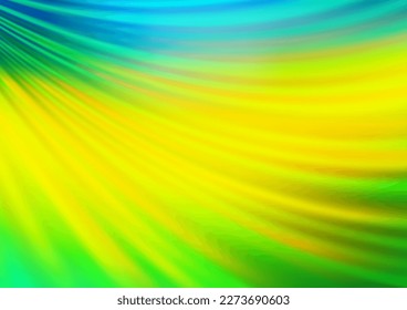 Dark Green, Yellow vector background with bent lines. A sample with blurred bubble shapes. Marble style for your business design.