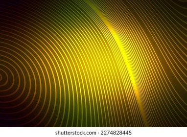 Dark Green, Yellow vector background with curved lines. An elegant bright illustration with gradient lines. Background for cell phone screens.