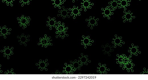 Dark green, yellow vector background with covid-19 symbols. Colorful abstract illustration with gradient medical shapes. Simple drawing against danger fever.