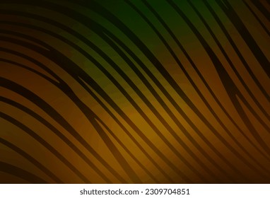 Dark Green, Yellow vector background with lines. Brand new colorful illustration in curved style. Texture for booklets, leaflets.