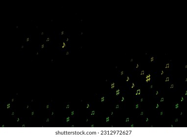 Dark Green, Yellow vector background with music symbols. Isolated colorful music keys on abstract background. Modern design for wallpapers.