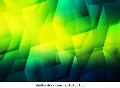 Verde oscuro, fondo vectorial amarillo con un conjunto de hexágonos. Diseño en estilo abstracto con hexágonos. Diseño para afiches y banners de sitios web.