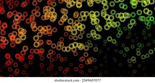 Dark green, yellow vector background with bubbles. Abstract colorful disks on simple gradient background. Pattern for wallpapers, curtains.