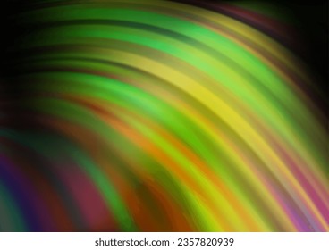 Verde oscuro, fondo vectorial amarillo con círculos curvados. Muestra geométrica borrosa con burbujas de degradado.  El mejor diseño borroso para su negocio.