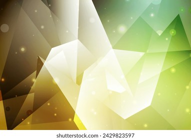 Fondo de vector verde oscuro, amarillo con triángulos. Diseño decorativo en estilo abstracto con triángulos. Plantilla moderna para la página de destino.