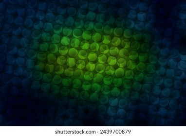 Dark Green, Yellow vector background with bubbles. Abstract illustration with colored bubbles in nature style. Pattern for futuristic ad, booklets.