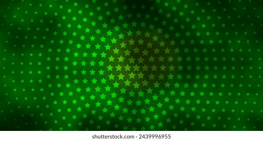 Fondo vectorial verde oscuro, amarillo con estrellas pequeñas y grandes. Ilustración colorida en estilo abstracto con estrellas de gradiente. Diseño para su promoción de negocio.