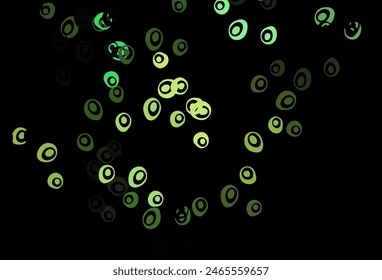 Dark Green, Yellow vector background with bubbles. Glitter abstract illustration with blurred drops of rain. Pattern of water, rain drops.
