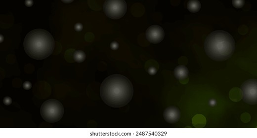 Dark Green, Yellow vector background with circles, stars. Illustration with set of colorful abstract spheres, stars. Pattern for booklets, leaflets.