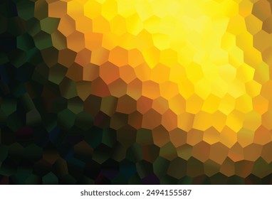 Fondo de Vector verde oscuro, amarillo con hexágonos. Ilustración con conjunto de hexágonos de colores. Patrón puede para su anuncio, folletos.