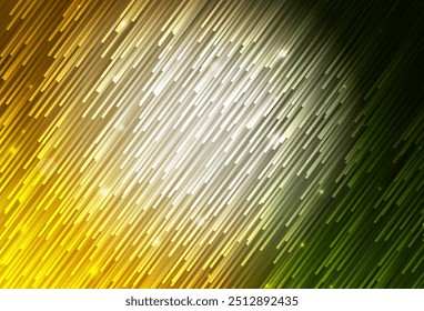 Verde oscuro, fondo de Vector amarillo con rayas rectas. Ilustración abstracta de brillo con palos de colores. Patrón para sus Sitios web de negocio.