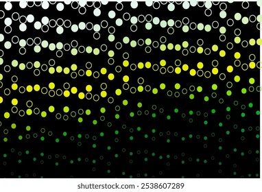 Dark Green, Yellow vector background with bubbles. Abstract illustration with colored bubbles in nature style. Design for posters, banners.