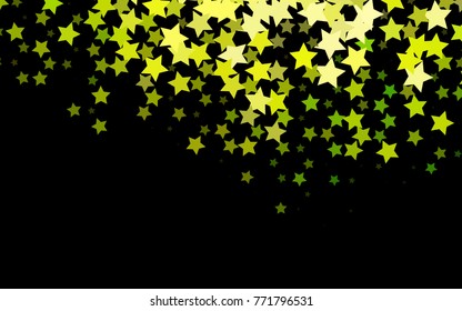 Dark Green, Yellow vector background with colored stars. Modern geometrical abstract illustration with stars. The pattern can be used for wrapping gifts.