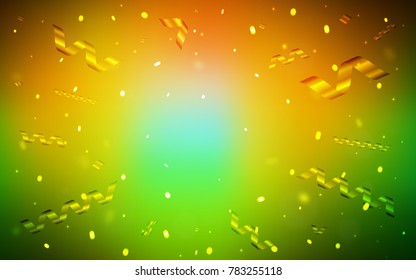 Dark Green, Yellow vector background with xmas confetti. Blurred decorative design in anniversary style with confetti. New design for ad, poster, banner of your Party.