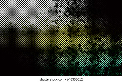 Dark Green, Yellow vector banner with circles, spheres. Abstract spots. Background of Art bubbles in halftone style with colored gradient.