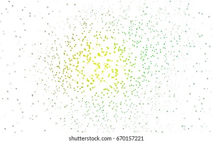 Dark Green, Yellow vector banner with circles, spheres. Abstract spots. Background of Art bubbles in halftone style with colored gradient.