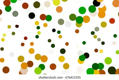 Dark Green, Yellow vector banner with circles, spheres. Abstract spots. Background of Art bubbles in halftone style with colored gradient.