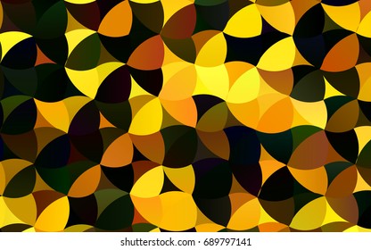 Dark Green, Yellow vector banner with circles, spheres. Abstract spots. Background of Art bubbles in halftone style with colored gradient.