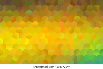 Dark Green, Yellow vector banner with circles, spheres. Abstract spots. Background of Art bubbles in halftone style with colored gradient.