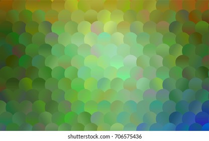 Dark Green, Yellow vector banner with circles, spheres. Abstract spots. Background of Art bubbles in halftone style with colored gradient.