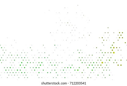 Dark Green, Yellow vector banner with circles, spheres. Abstract spots. Background of Art bubbles in halftone style with colored gradient.