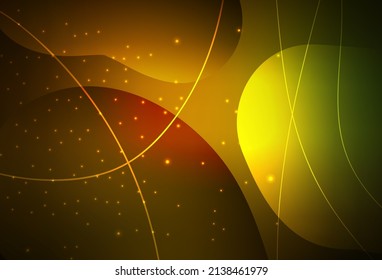 Verde oscuro, vector amarillo Hermosa ilustración colorida con círculos, líneas. Ilustración abstracta con burbujas de colores al estilo natural. Plantilla moderna para la página de inicio.